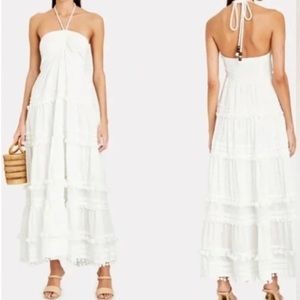 Intermix white maxi dress w/ pompom
